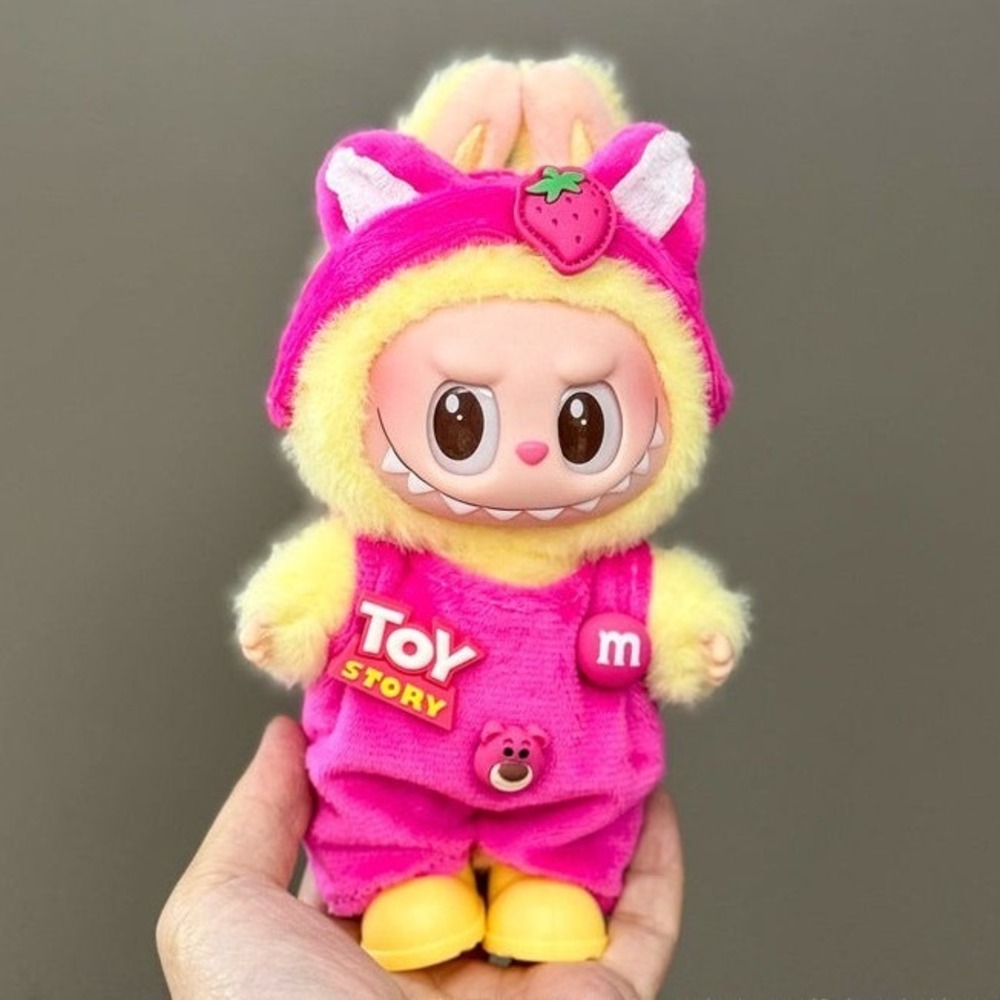 Labubu Clothes - Toy Story Lotso Bear Outfit Romper Headband Pink Shoes NO DOLL